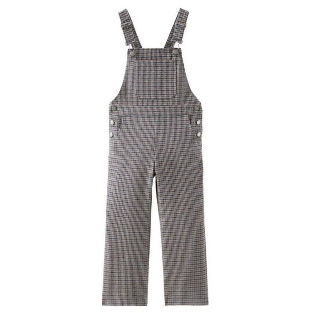 Zara Little Girls Houndstooth Pattern Overalls in Gray/Brown Size‎ 9